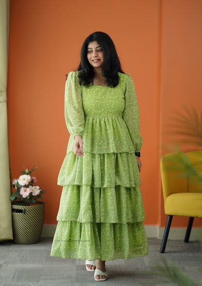 Forget Me Not Lime Georgette Dress