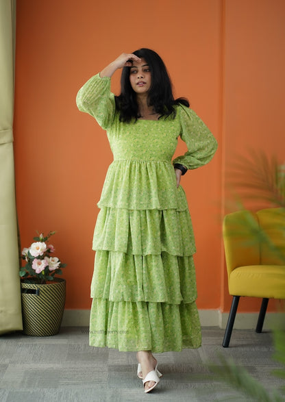 Forget Me Not Lime Georgette Dress