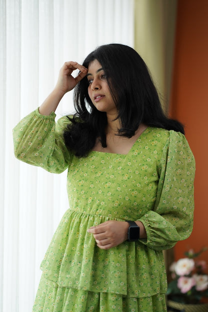Forget Me Not Lime Georgette Dress
