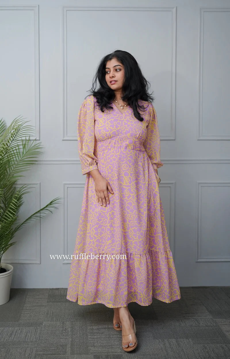 julia lavender georgette a-line dress