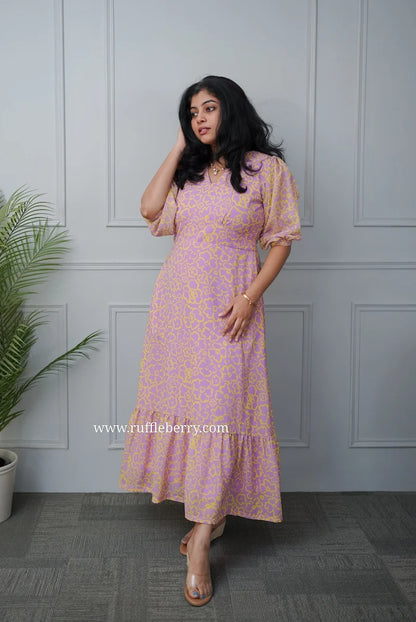 Julia Lavender Georgette A-line Dress