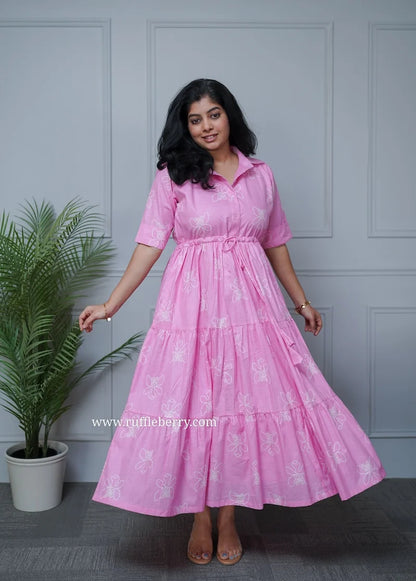 Bundle Pink Cotton Shirt Tier Dress