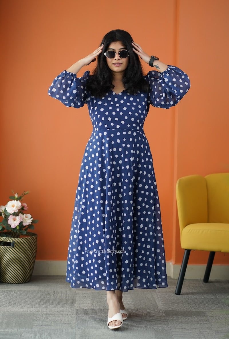 forget me not ocean georgette dress