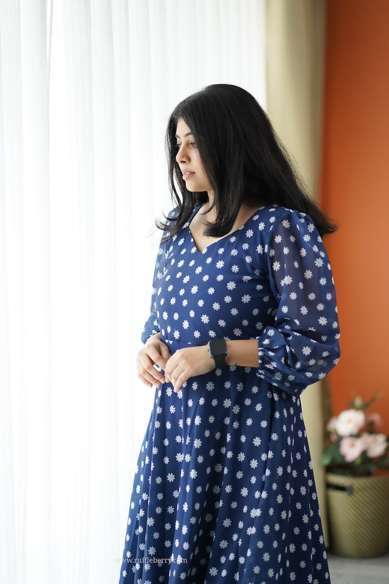 forget me not ocean georgette dress