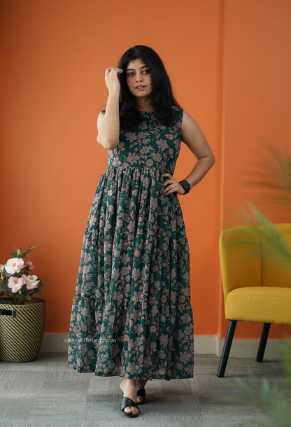 Forget Me Not Forest Georgette Dress