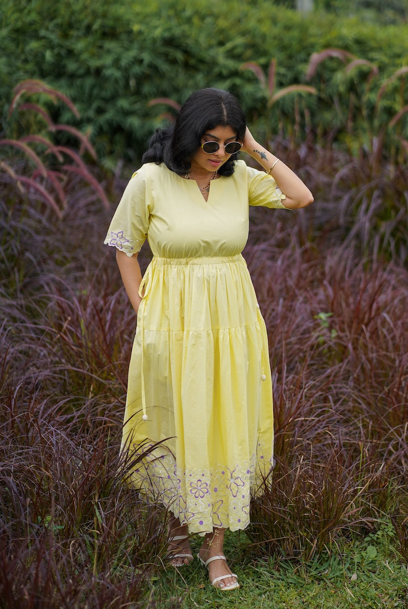 butter up embroidered cotton tier dress