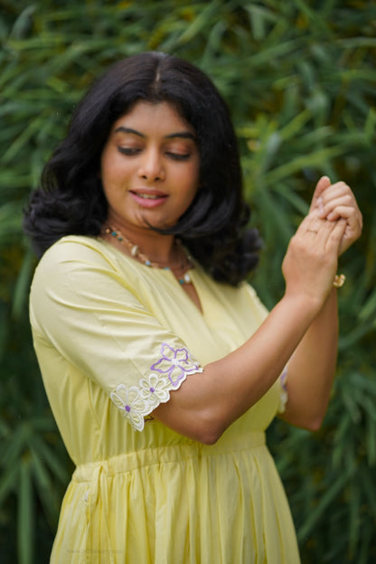 Butter Up Embroidered Cotton Tier Dress