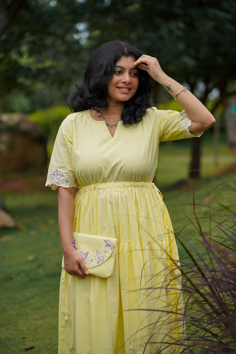 butter up embroidered cotton tier dress