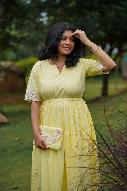 Butter Up Embroidered Cotton Tier Dress