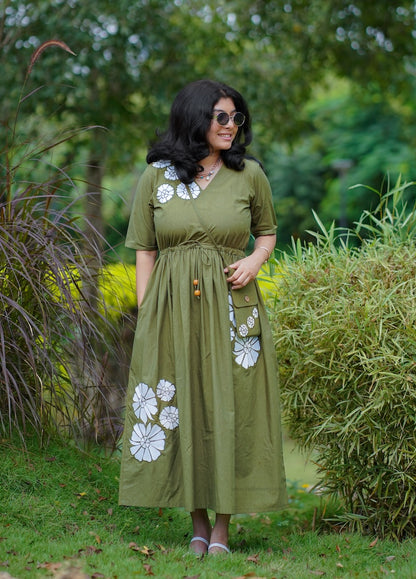 Olive Girl Embroidered Cotton Maxi Dress