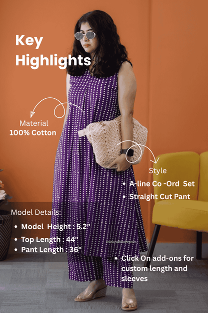 Barsa Purple Cotton Co-ord Set