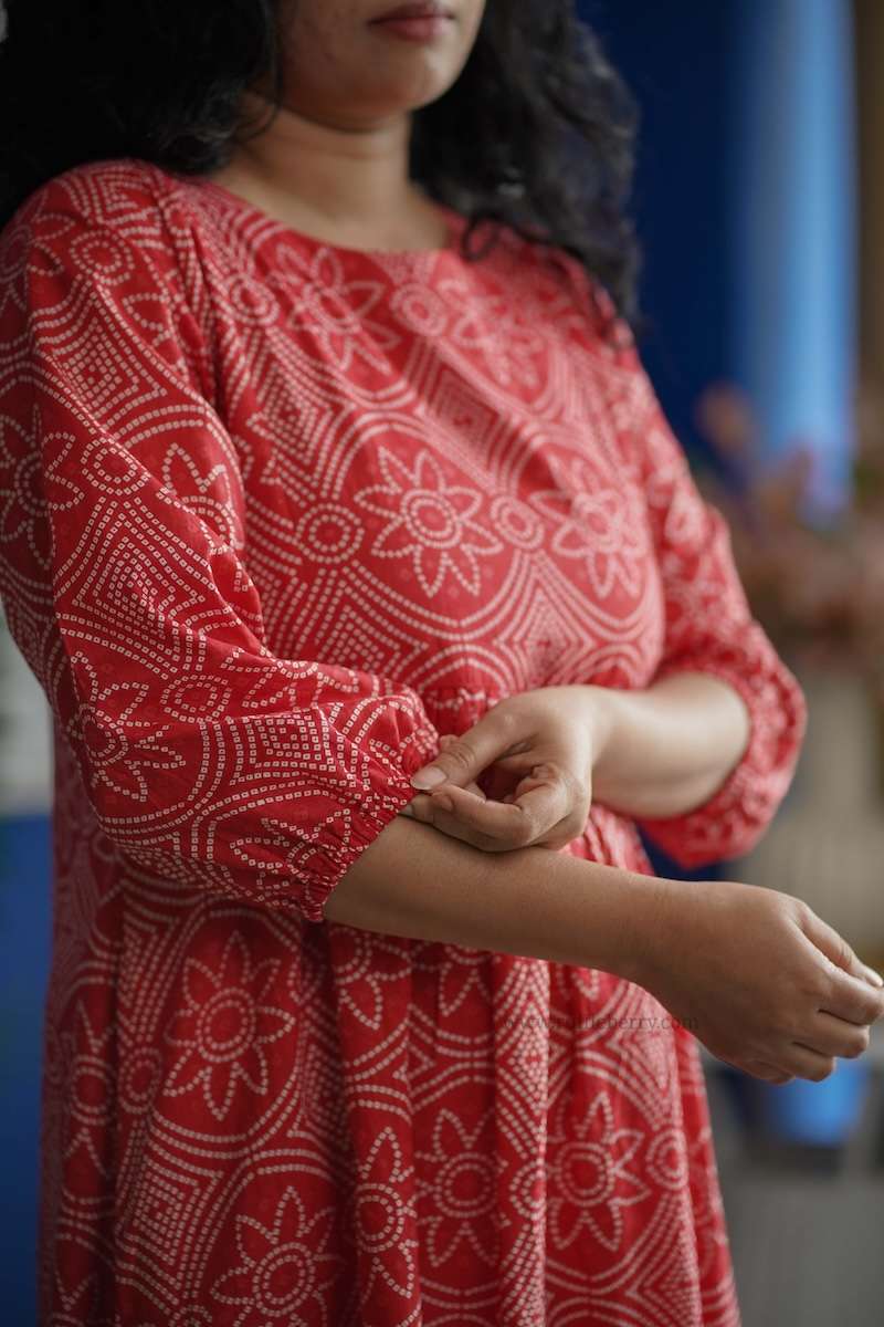 Augusta Red Cotton Aline Dress