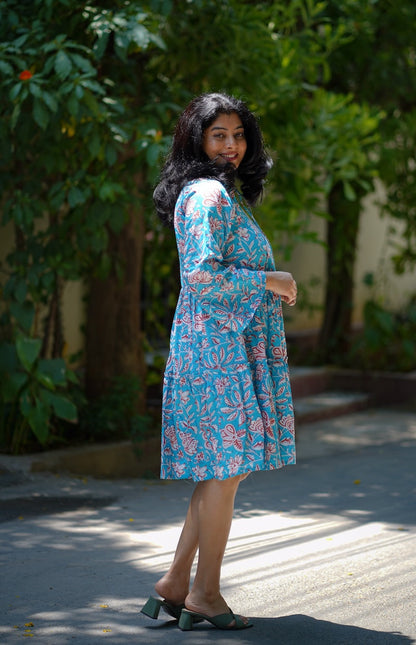 Emily Turquoise Cotton Dress