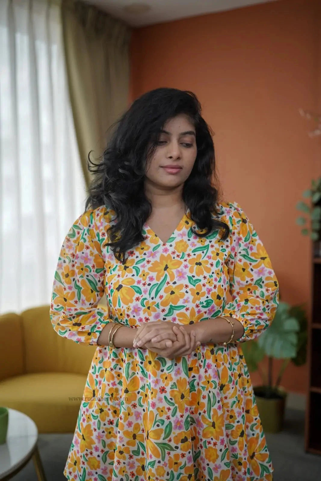 niva white floral georgette dress