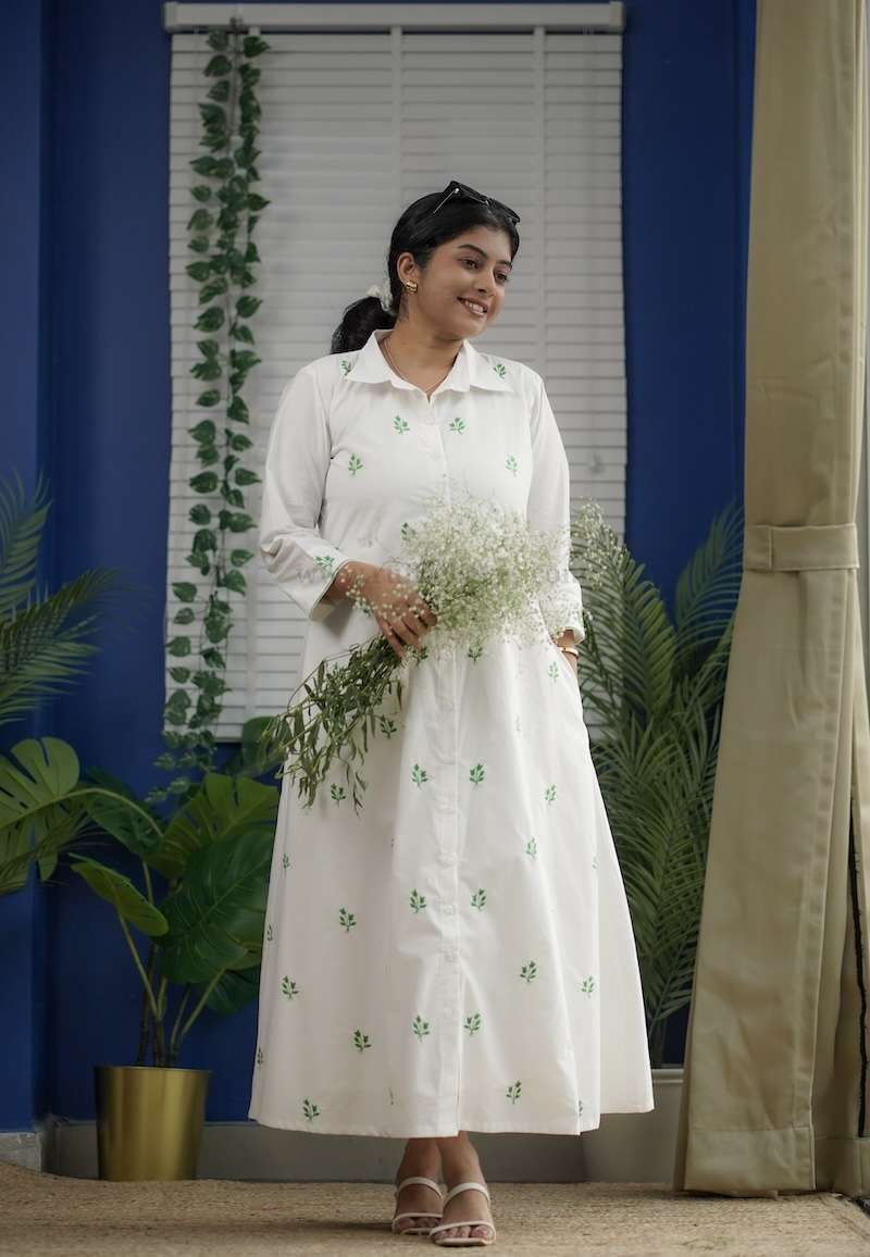 eden embroidered cotton shirt dress