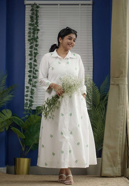 Eden Embroidered Cotton Shirt Dress