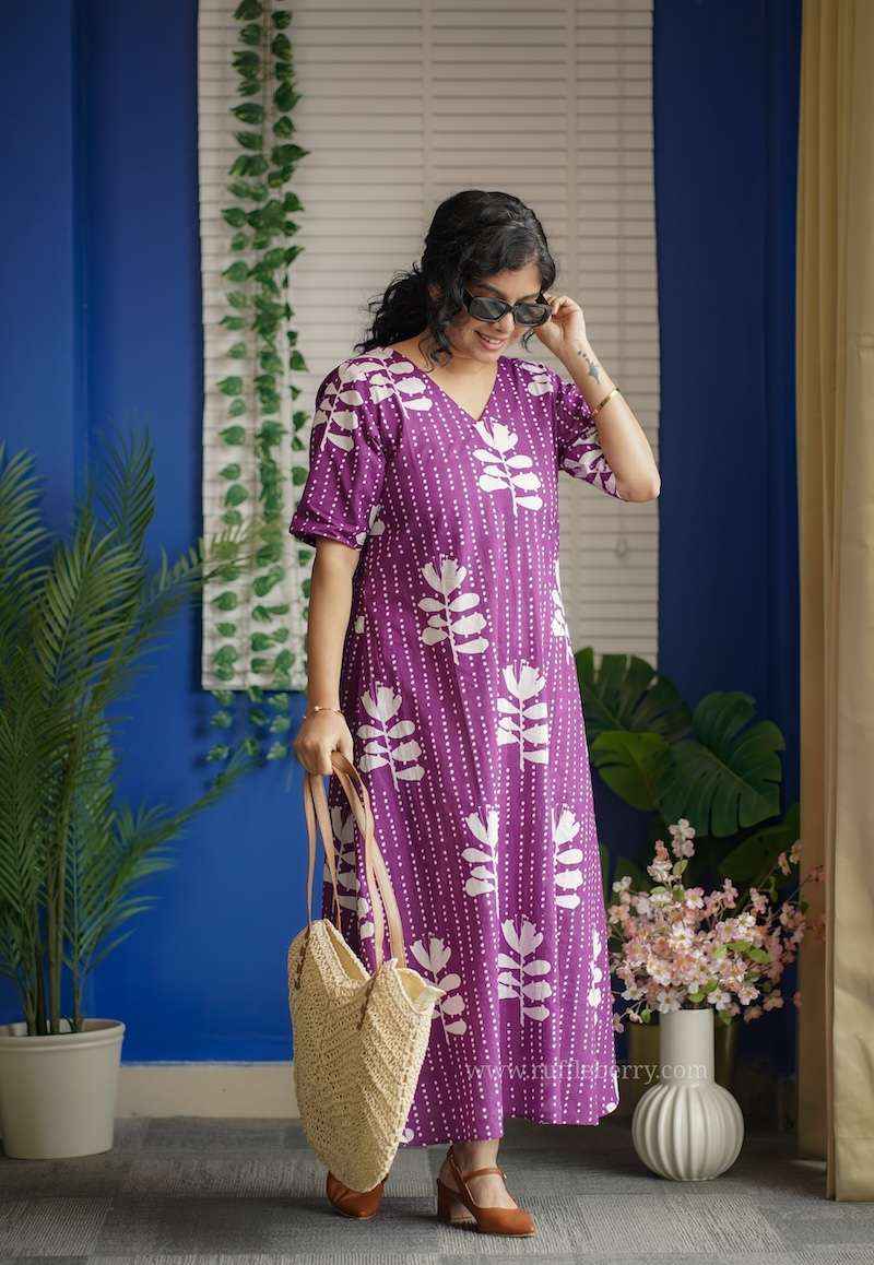 Augusta Purple Aline Cotton Dress