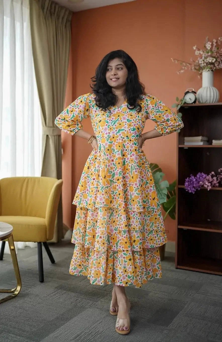 niva white floral georgette dress