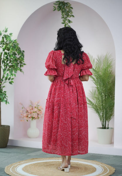 Arina TomatoRed Georgette dress
