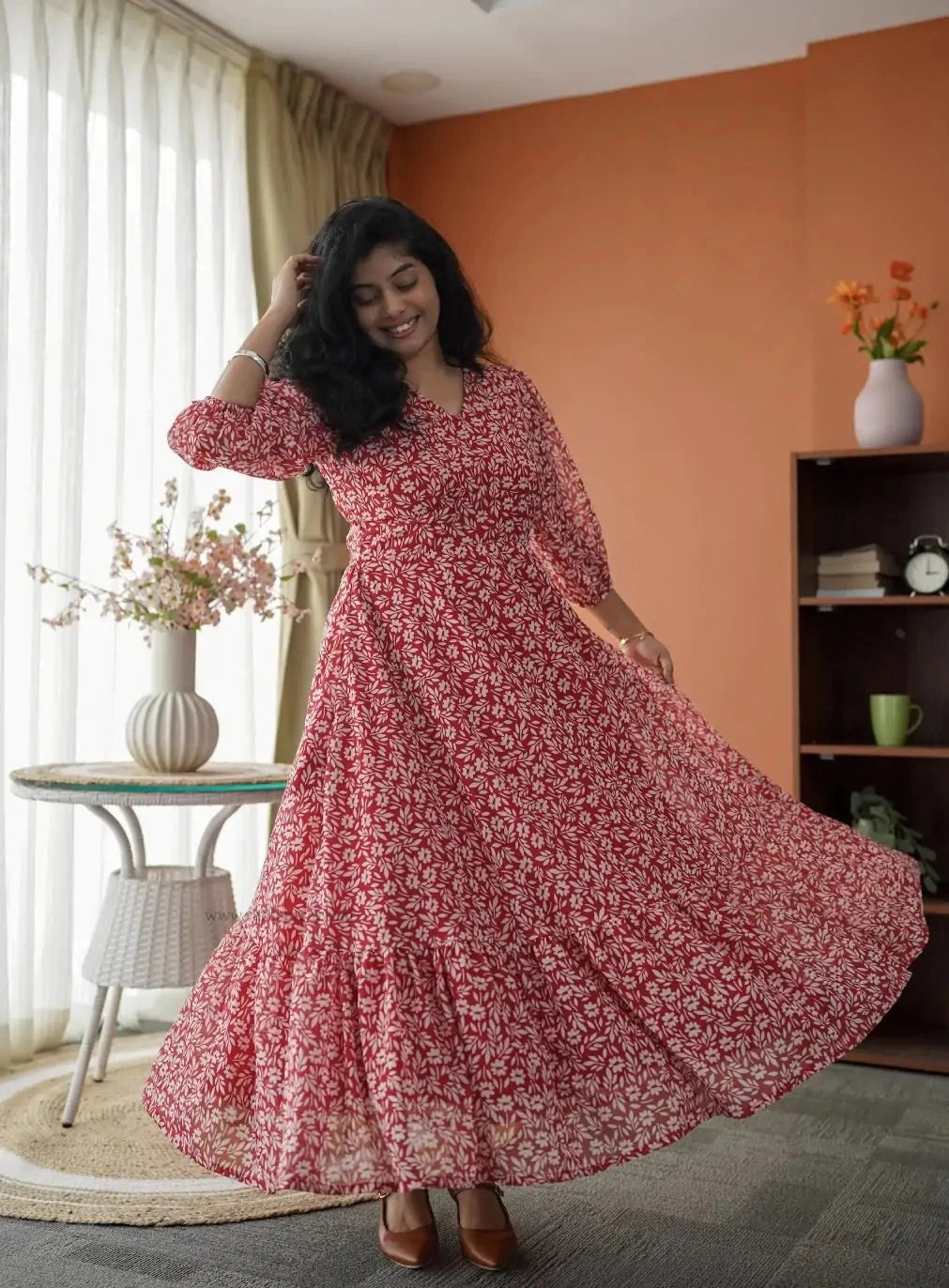 Niva Scarlet Red Georgette Dress