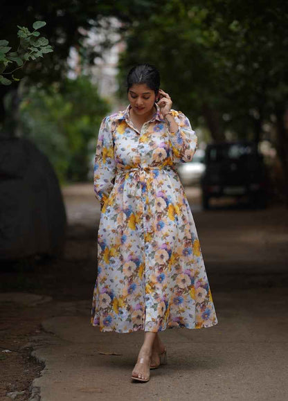 Angel White Georgette shirt dress