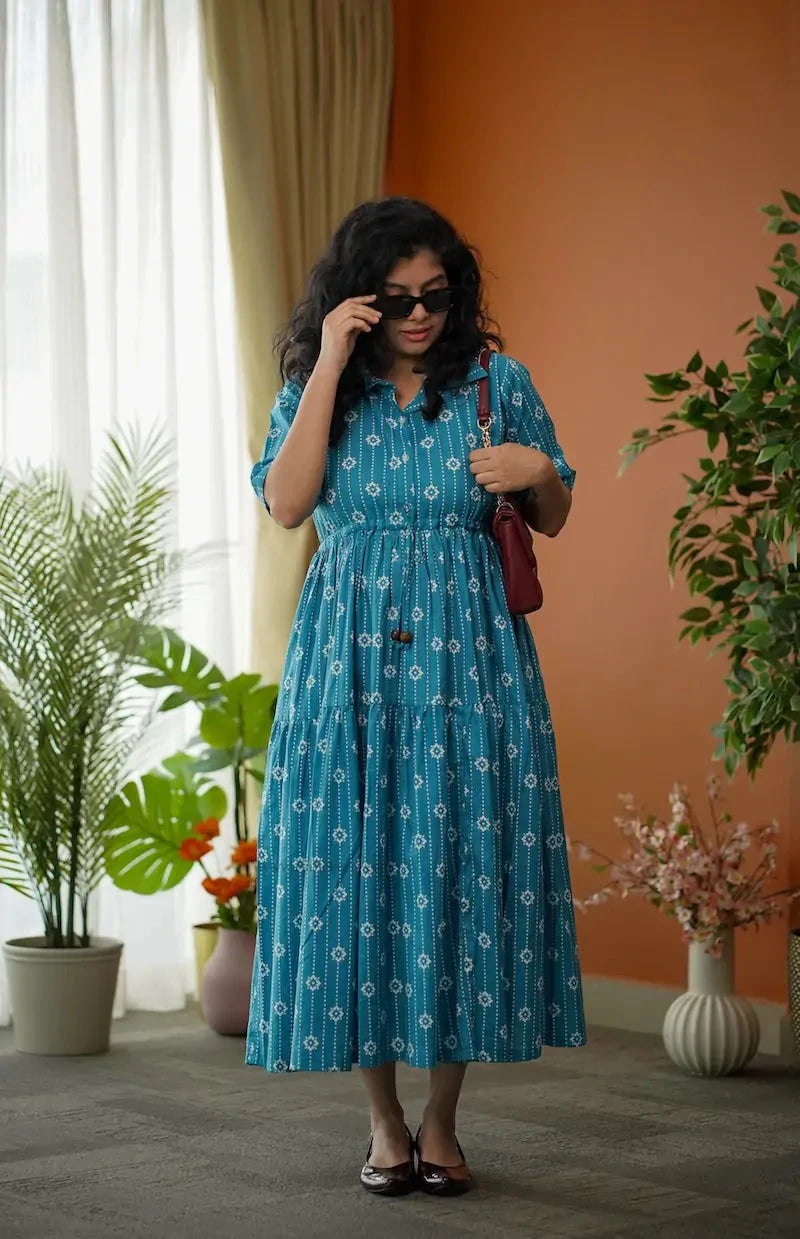 Augusta Blue Cotton Shirt Dress