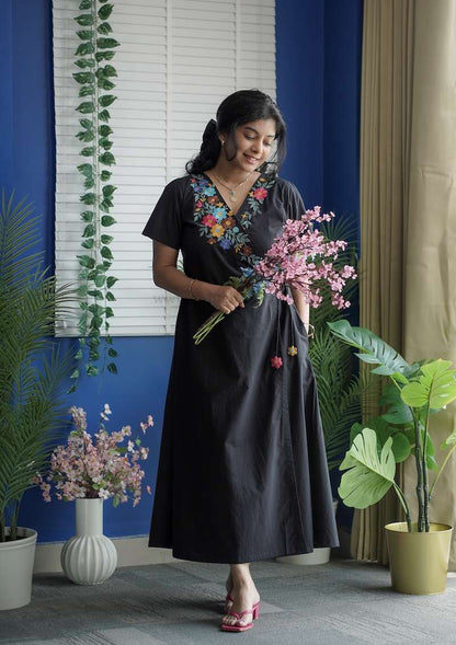 Jessie Cotton Embroidered Wrap Dress