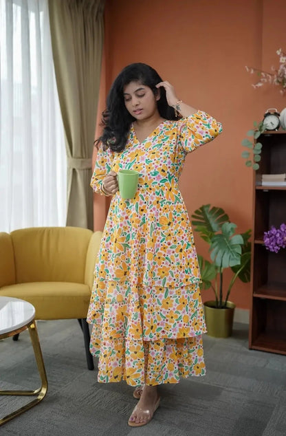 Niva White Floral Georgette Dress