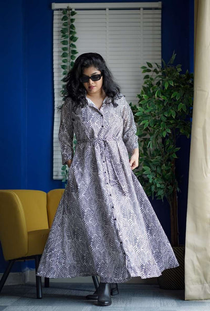 Maira Black&White Georgette Shirt Dress