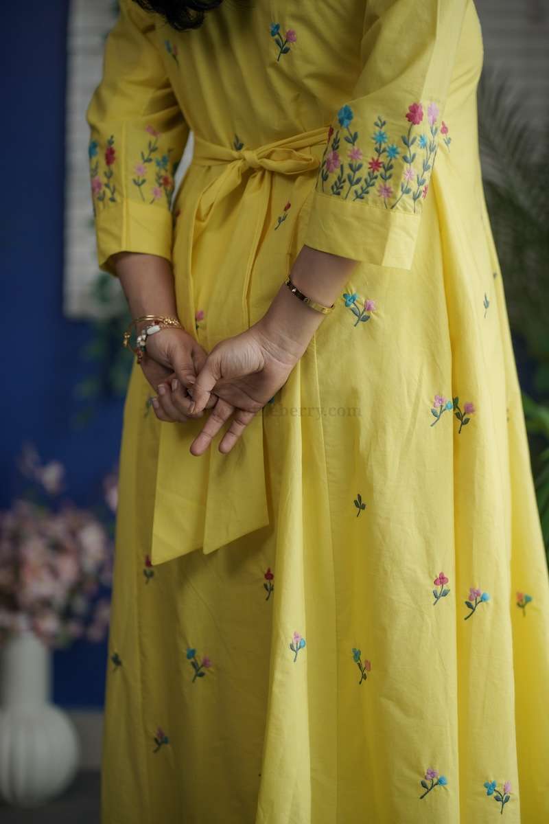 lila embroidered cotton shirt dress