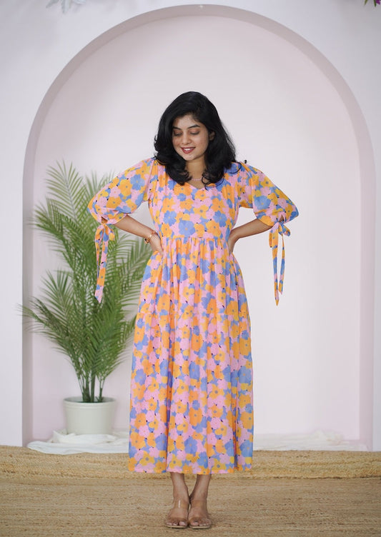 Arina Pastel PinkBlues Georgette dress