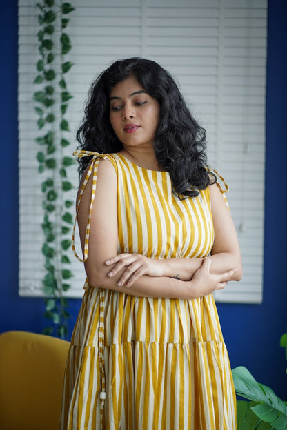 Maroba HoneyYellow Striped Cotton Dress