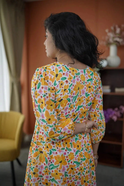 Niva White Floral Georgette Dress