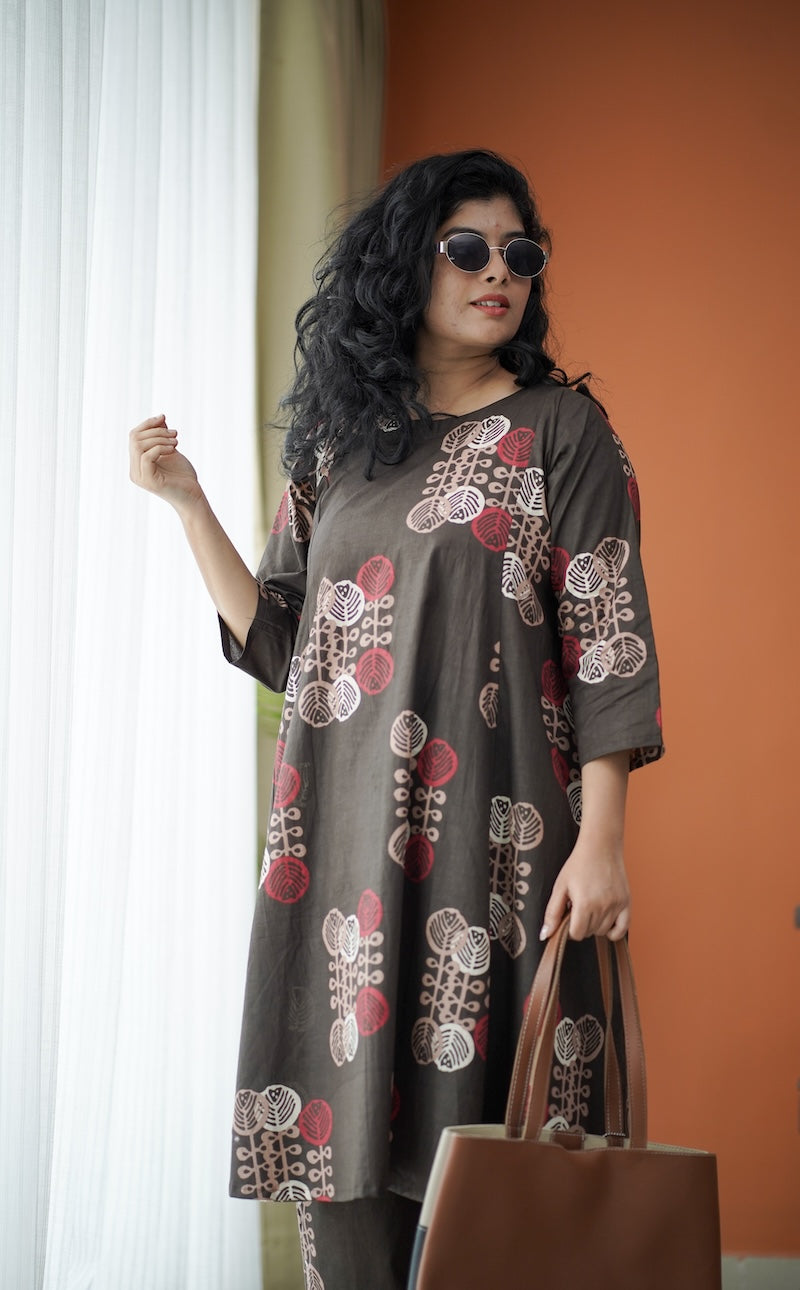 Jaan DarkBrown Aline Cotton Co-ord Set