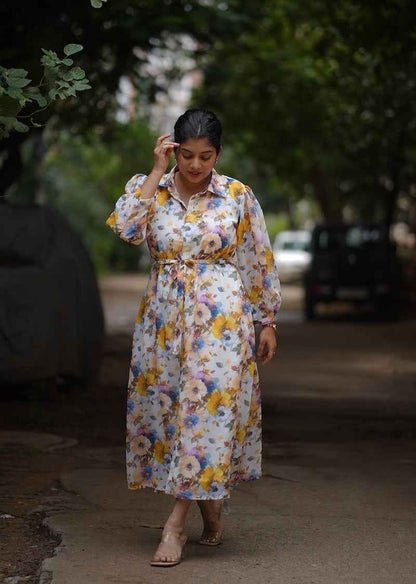 Angel White Georgette shirt dress