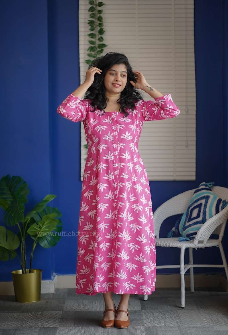 augusta pink cotton aline dress