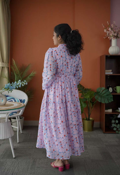 Niva IceBlue Floral Georgette Dress