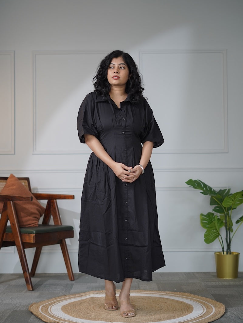 Elira PitchBlack Cotton Dress