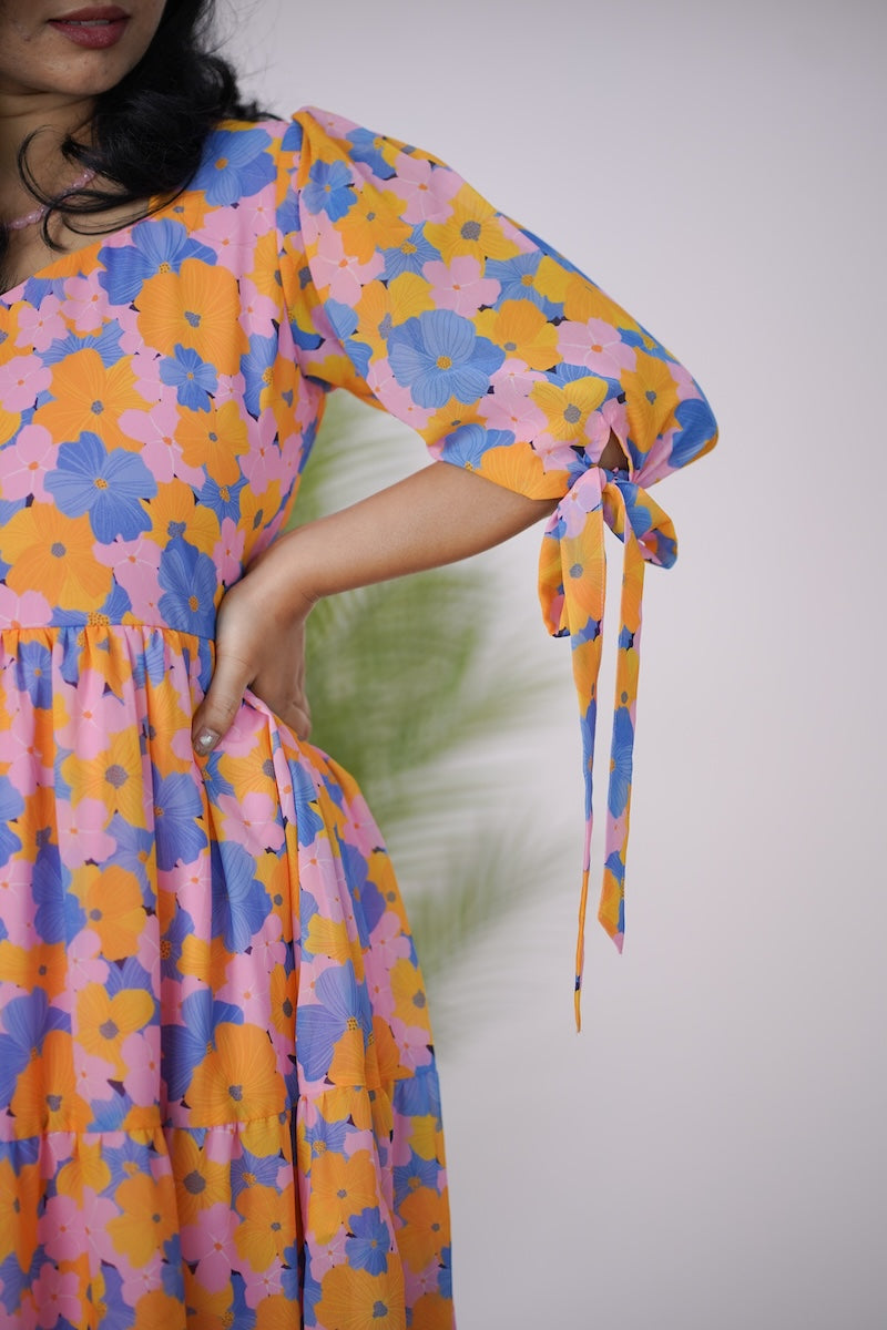 arina pastel pinkblues georgette dress