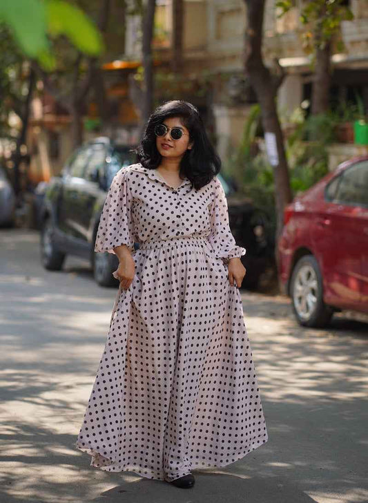 Cream Georgette Skirt Dress