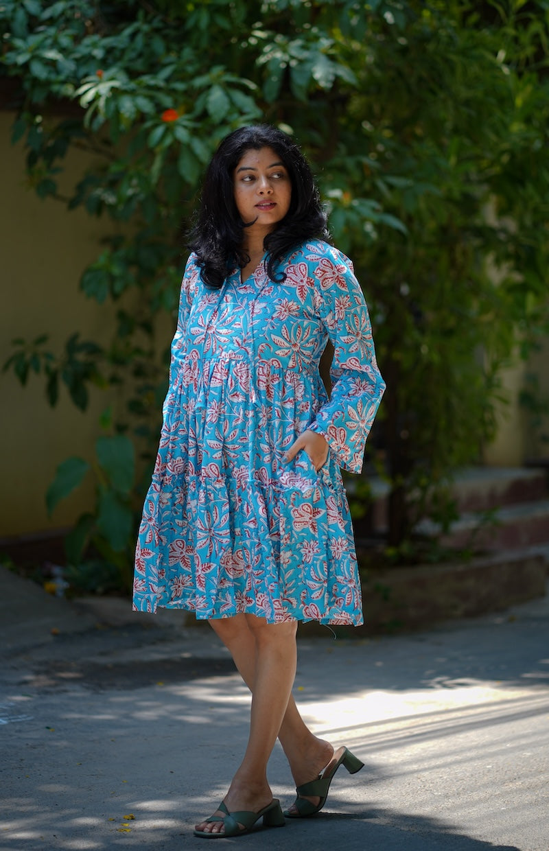 Emily Turquoise Cotton Dress