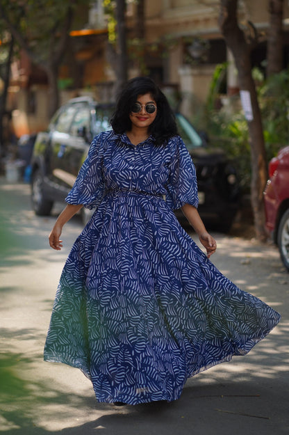 Blue Georgette Skirt Dress