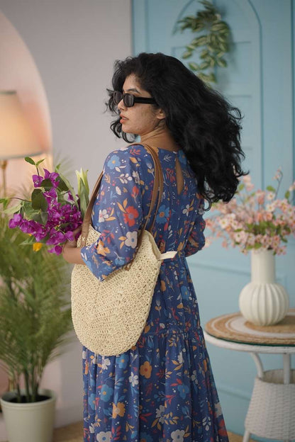 Maira Blue Floral Georgette Dress