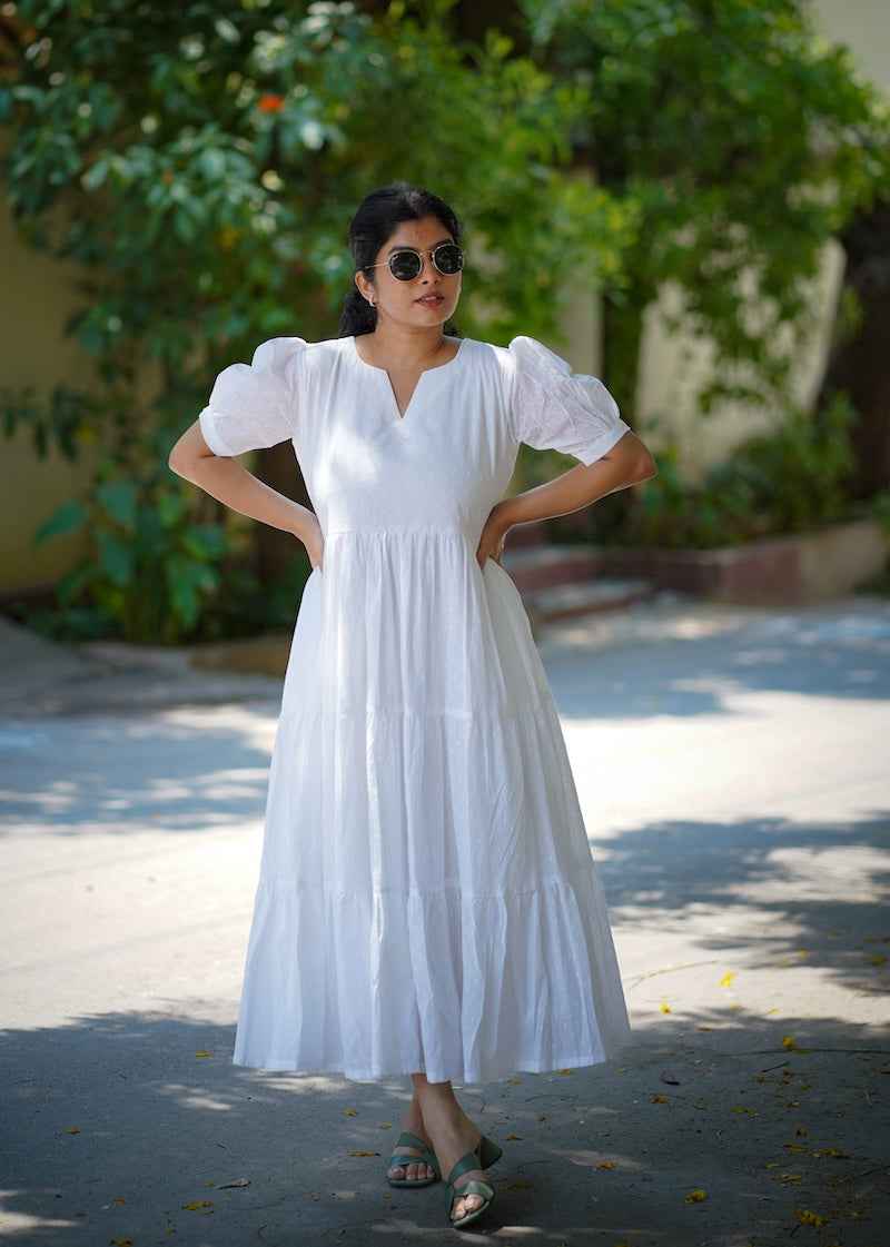 nadira white cotton dress