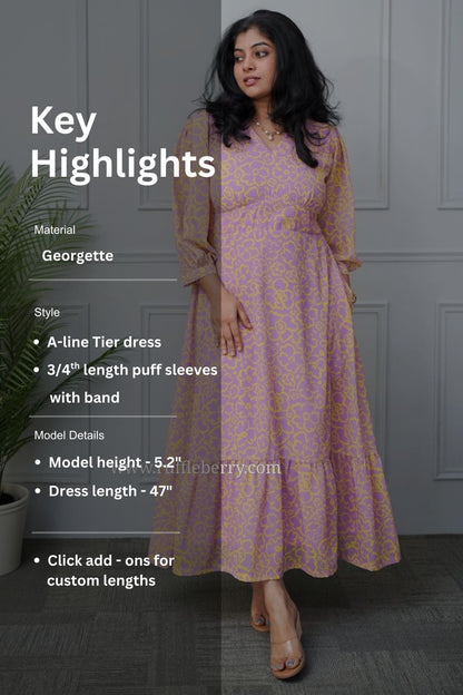 Julia Lavender Georgette A-line Dress